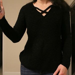 Pink Rose black sweater
